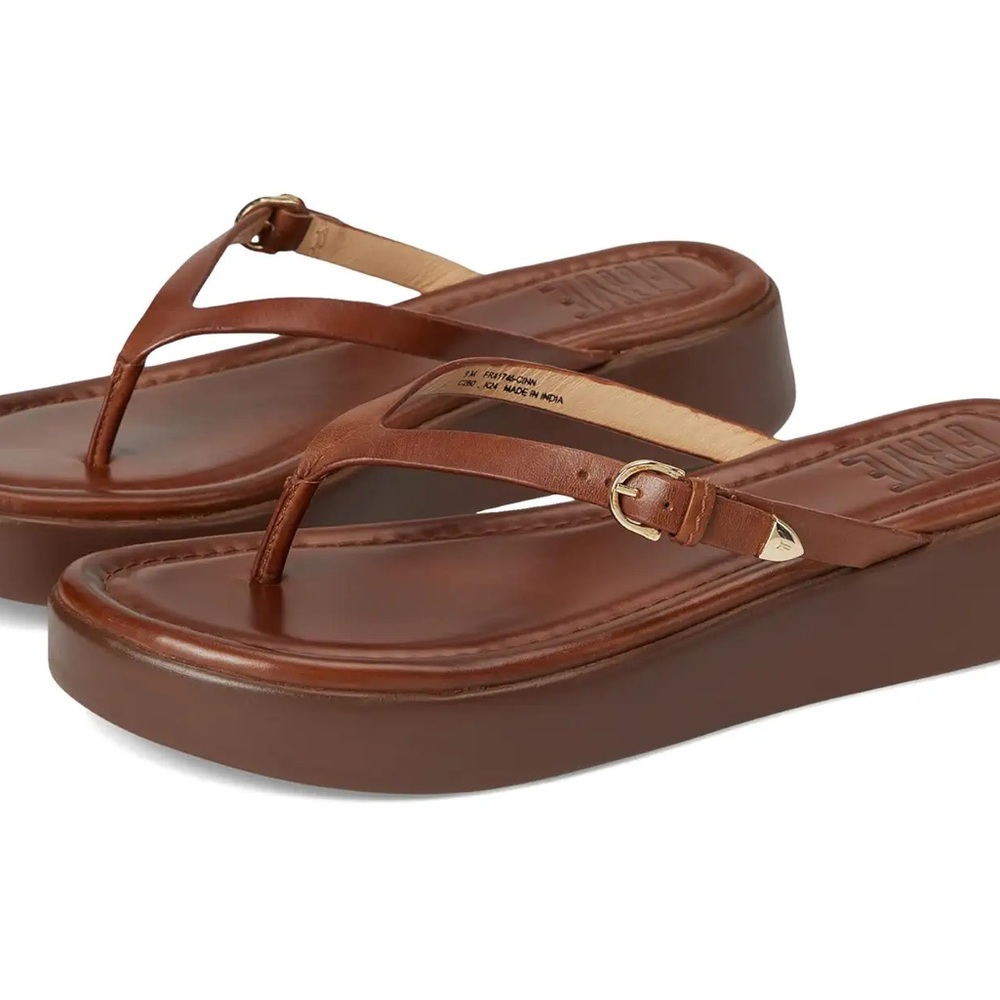 Frye Brown Leather Platform Sandals